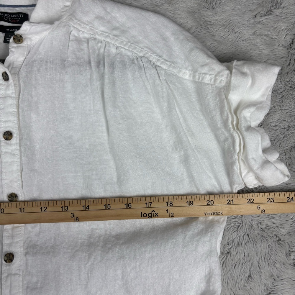J. Crew White Short-Sleeve Linen Button-Down - Picture 2 of 8